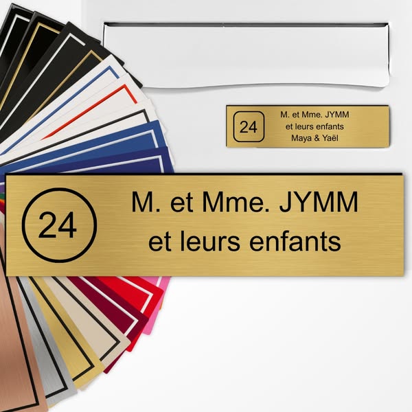 Plaque boîte aux lettres personnalisée avec chiffre adhésive PVC – 10×2,5cm