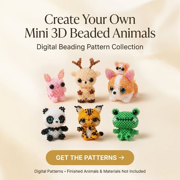 6 Mini Beaded Animals — One PDF