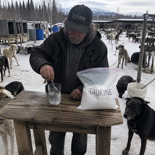 How alaskan mushers test their taurine before giving it to their 16 yr old sled dogs