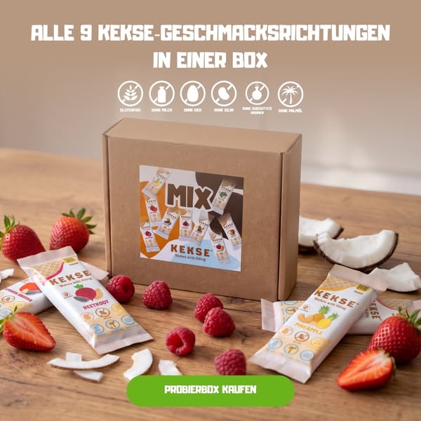 Alle 9 KEKSE®-Geschmacksrichtungen in einer Box