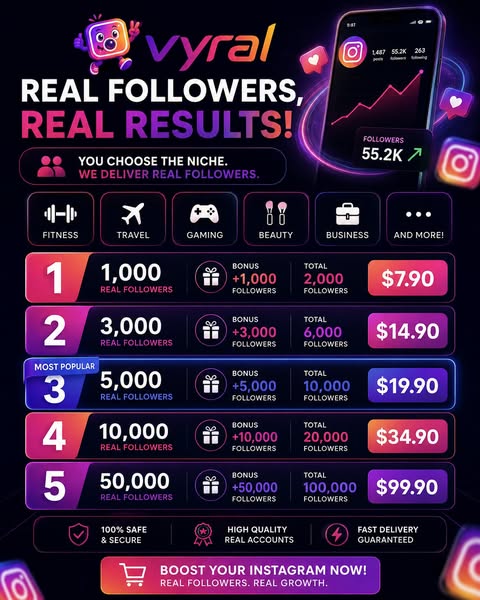 Vyral — Real Instagram Followers in 24h