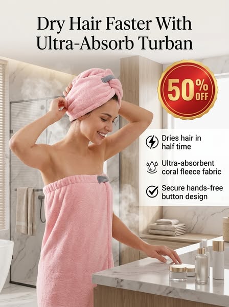 Ultra Absorbent Fast-Drying Hair Turban