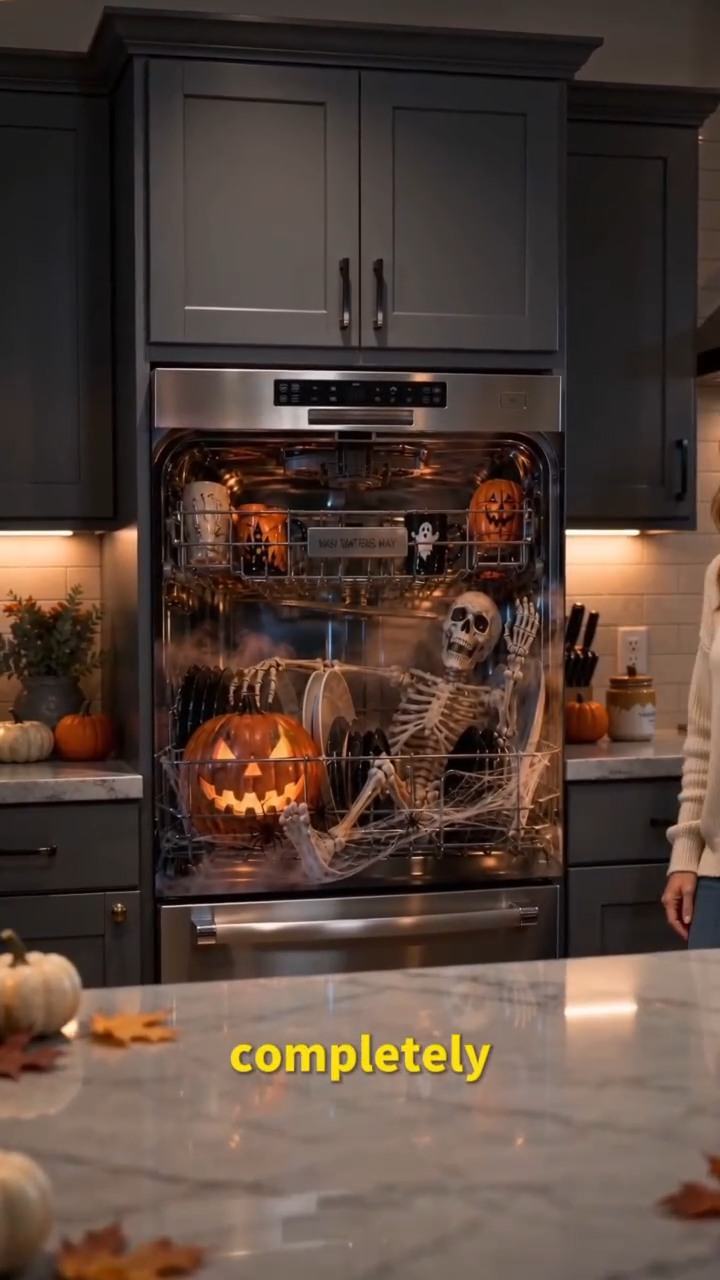 NUR NOCH 49 % RABATT Wiederverwendbare magnetische Geschirrspülerabdeckung im Halloween-Design – Küchendeko für eine gruselige Atmos