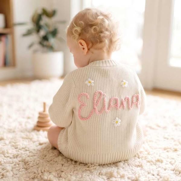 Custom Name Embroidered Baby Cardigan, Soft Warm Toddler Sweater, Ideal Newborn Shower Gift