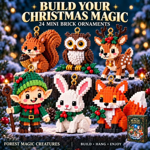 Last day to save 49% – 24‑Day Forest Magic Creatures Ornament Advent Calendar | 24 collectible buildable forest fantasy brick decoratio