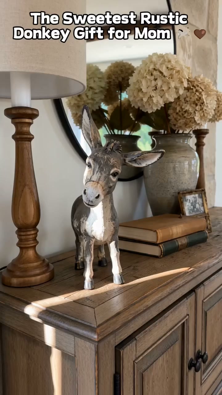 Rustic Donkey Figurine - Distressed Vintage Resin Farmhouse Tabletop Decor