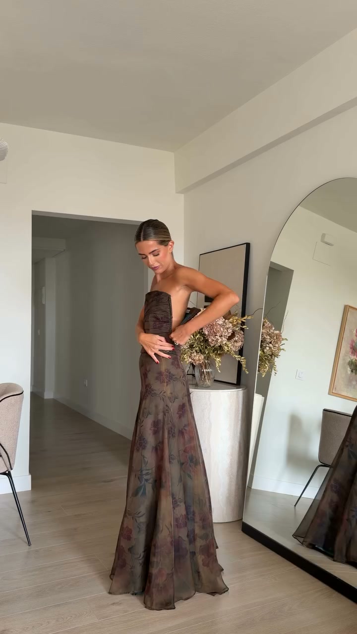 Chic Strapless Printed Maxi Dress Set