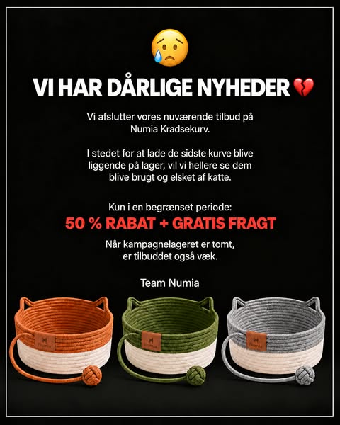 50 % RABAT + GRATIS FRAGT