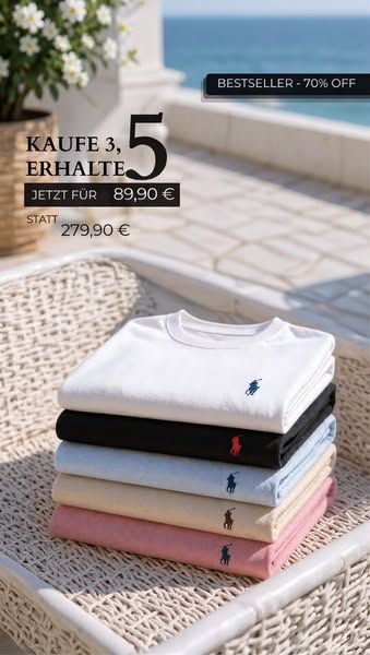 5 T-Shirts – Sommer-Endverkauf, 70% Rabatt