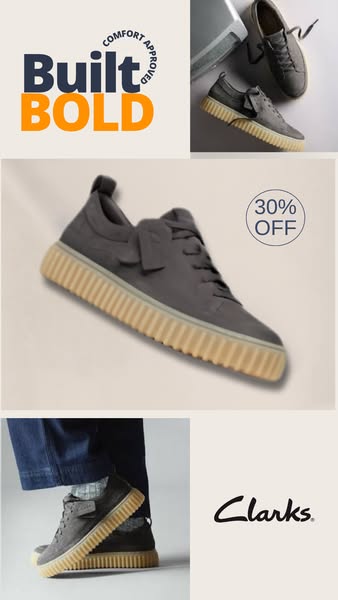 Clarks - Torhill Lace Dark Grey Nubuck