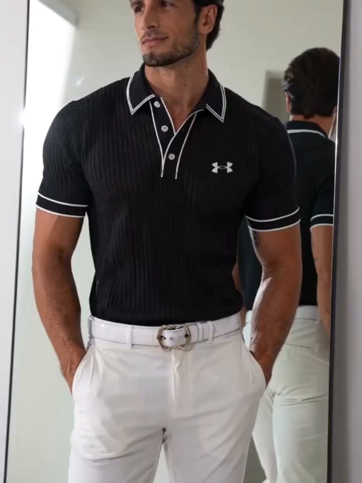 Men's Breathable&Comfortable Ribbed Polo Shirt