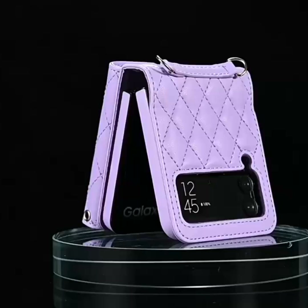 Stylish Quilted Crossbody Card Holder Leather Case for Samsung