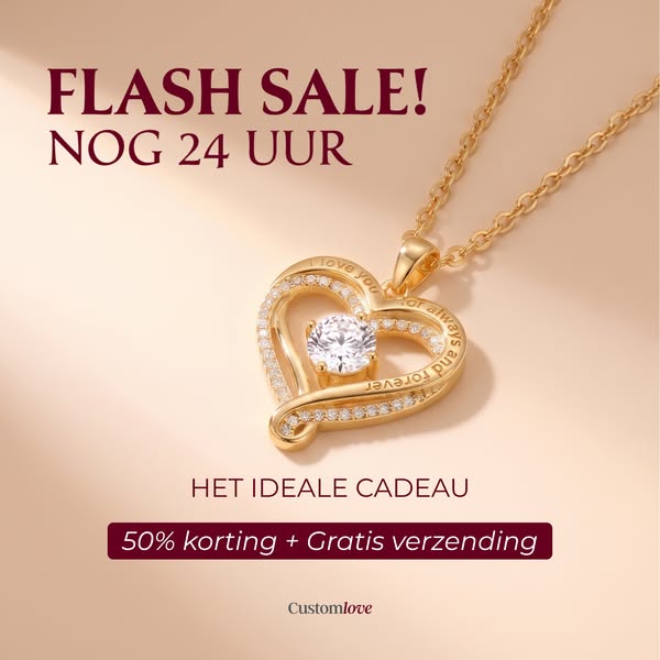 Aan Mijn Vrouw – Gegraveerde Dubbele Hartjes Ketting