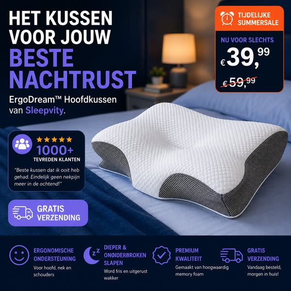 ErgoDream Hoofdkussen – Het ergonomische must have kussen voor €39,99
