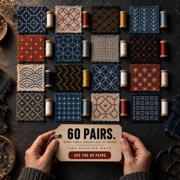The Sashiko Path — 8 Guides, 120 Patterns, One Calm Method