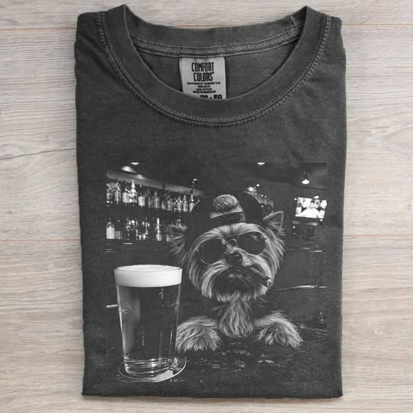 Funny Yorkie Drinking Beer T-shirt