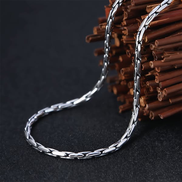 925 Sterling Silver Handmade Bamboo Chain Necklace For Men - Alfo
