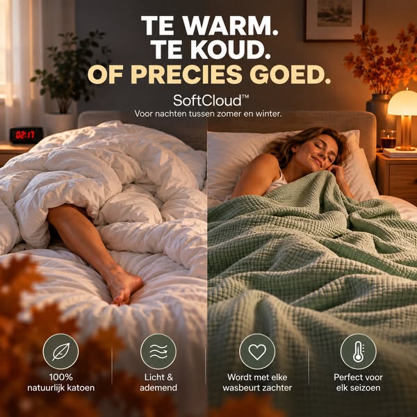 Onder een deken. Wel warmte, niet zweten