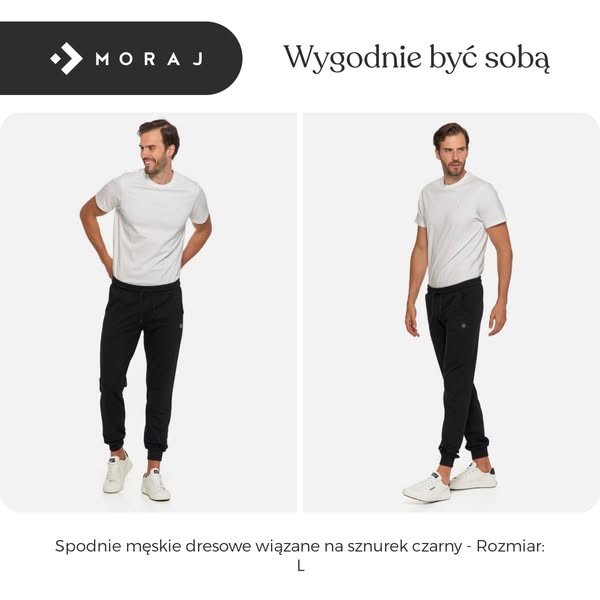 Spodnie męskie dresowe wiązane na sznurek czarny - Rozmiar: L