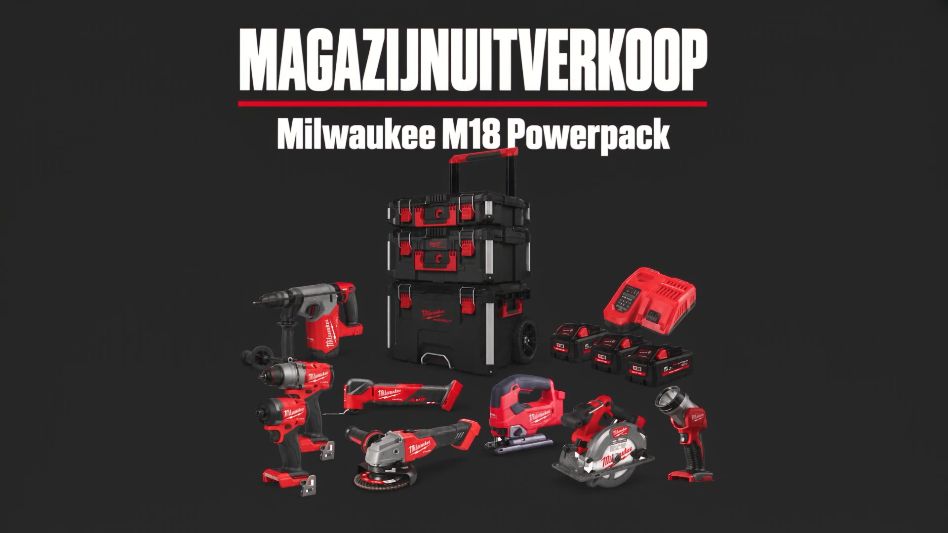 Milwaukee M18 Powerpack voor €485