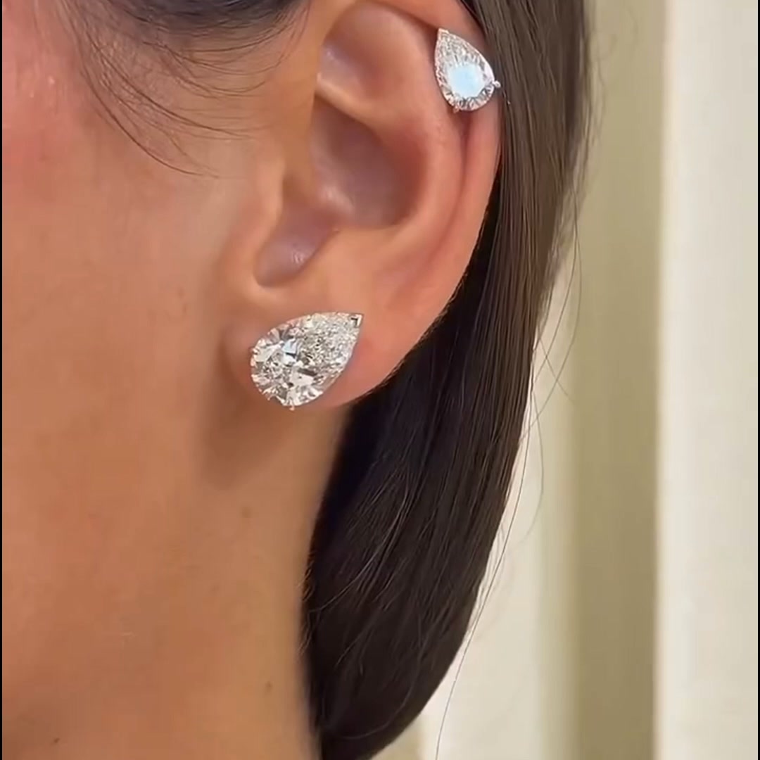 Classic Pear Cut Moissanite Stud Earrings