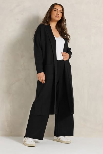Evans Plus Size Black Premium Longline Coatigan
