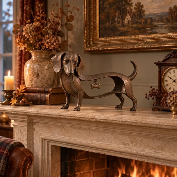 Vintage-style Dachshund Sculpture – A Timeless Classic / Vintage Wrought-Iron Dachshund Ornament