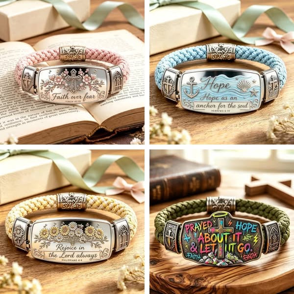 Faith Over Fear Bracelet – Christian Cross Bracelet Inspired by Isaiah 41:10, Hope, Courage & Divine Strength