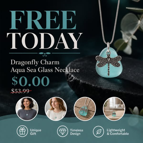 Lucky Recycled Sea Glass Dragonfly Necklace