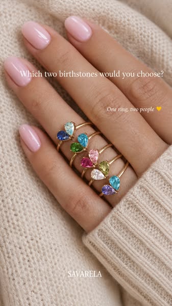 Two birthstones, one heart, one bond