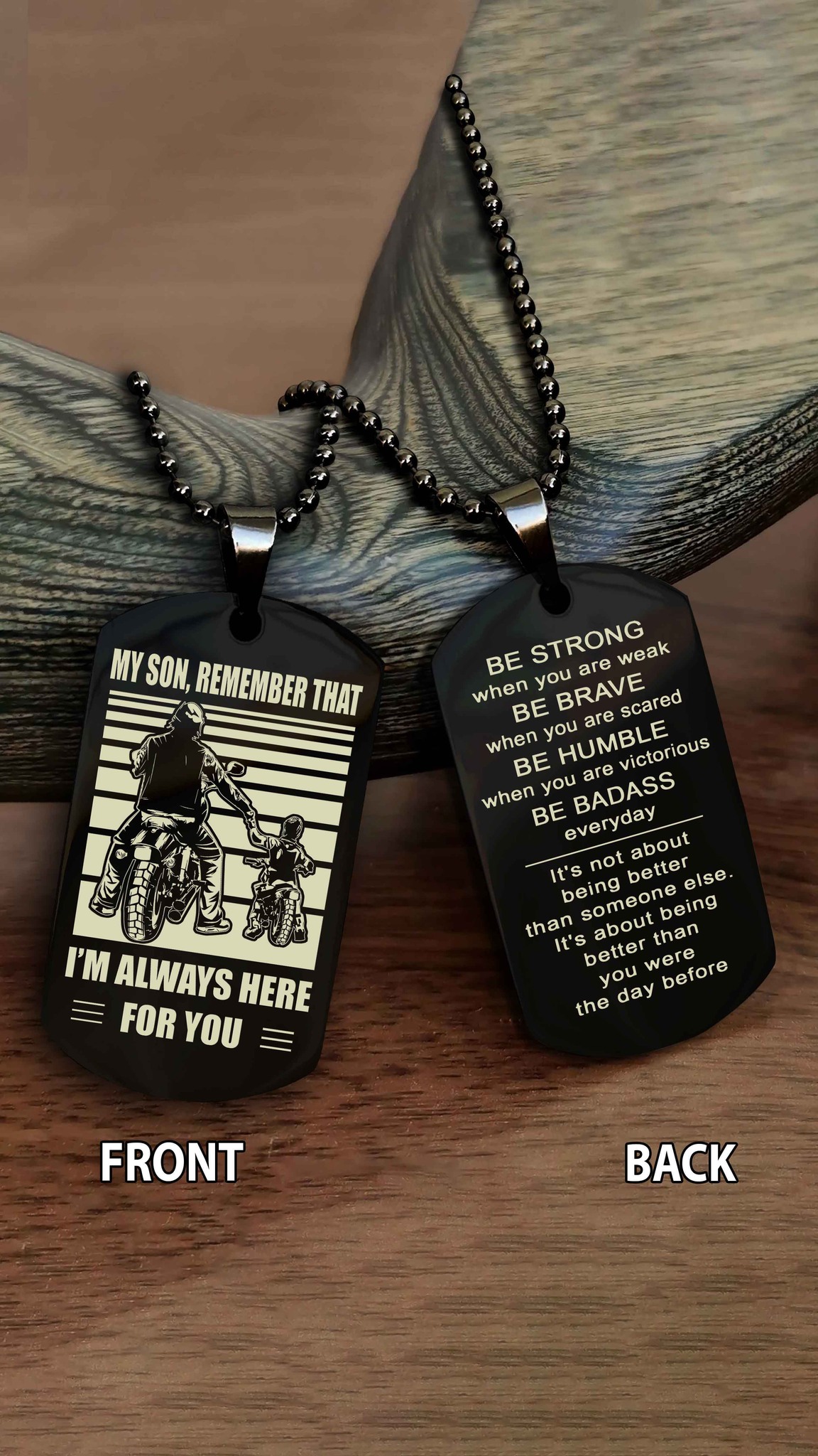 Biker dog tag Dad to Son