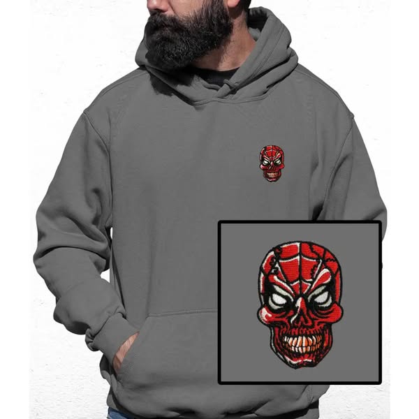Spider Embroidered Colour Hoodie