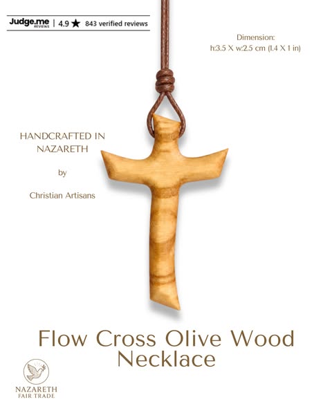Flow Cross Olive Wood Necklace