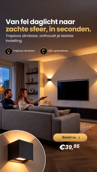 Nieuw! Draadloze Wandlamp met afstandsbediening!