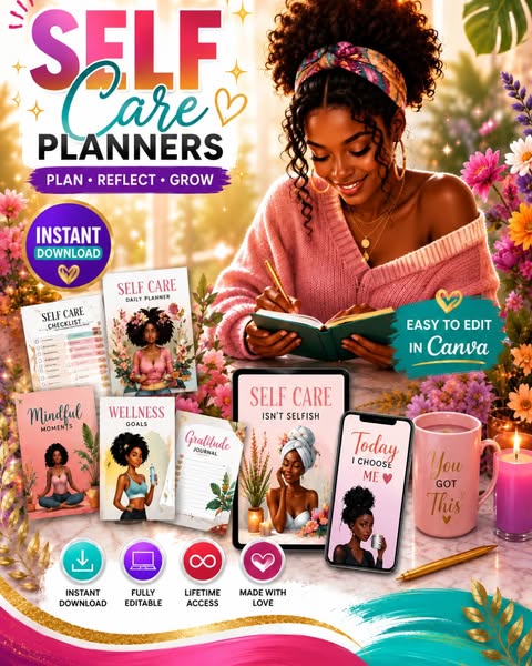 330 Melanin Self-Care Planner PLR | Customize, Rebrand & Sell