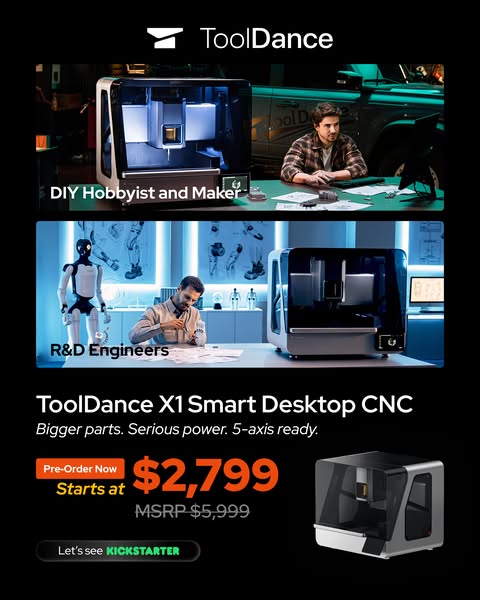 You Bring the Idea. X1 Plans the Machining — Starting at Just $2,799, 53% Off.