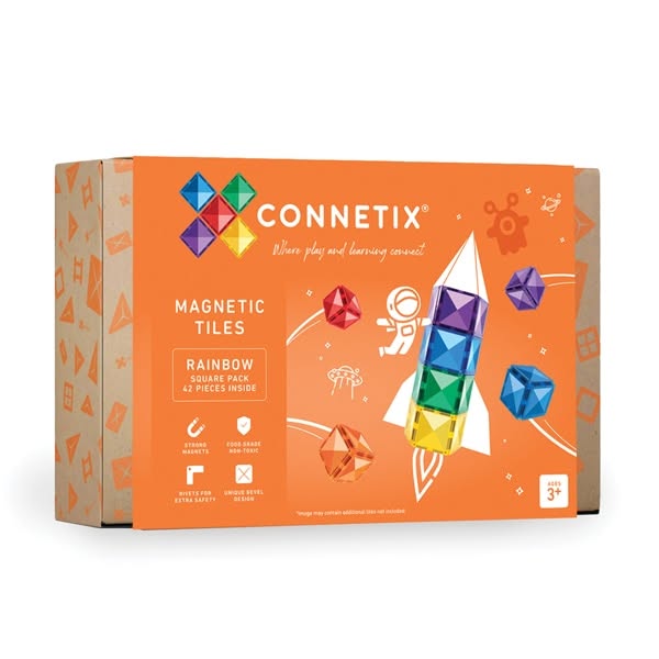 Connetix Μαγνητικά τουβλάκια κατασκευών 42 piece Rainbow Square Pack EU