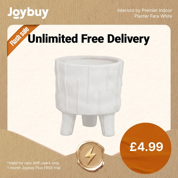 Interiors by Premier Indoor Planter – Fara White Small Decorative Home Décor Pot for Modern Living Spaces and Stylish Displays