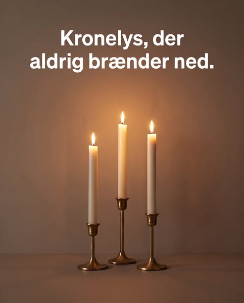 Kronelys, der oplades. Ikke skiftes.