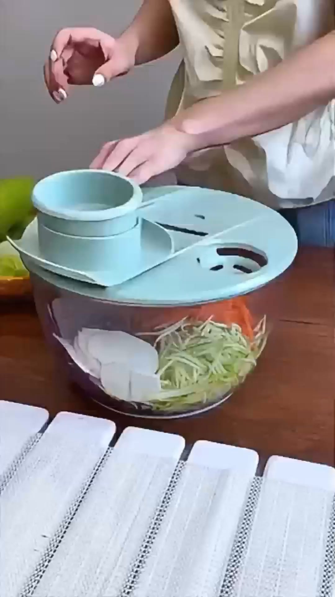 Hachoir a legumes et salade manuel 9 en 1 avec fonction rotative