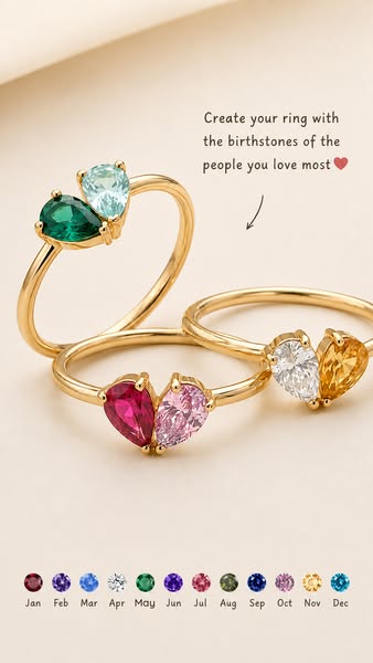 Two birthstones, one heart, one bond