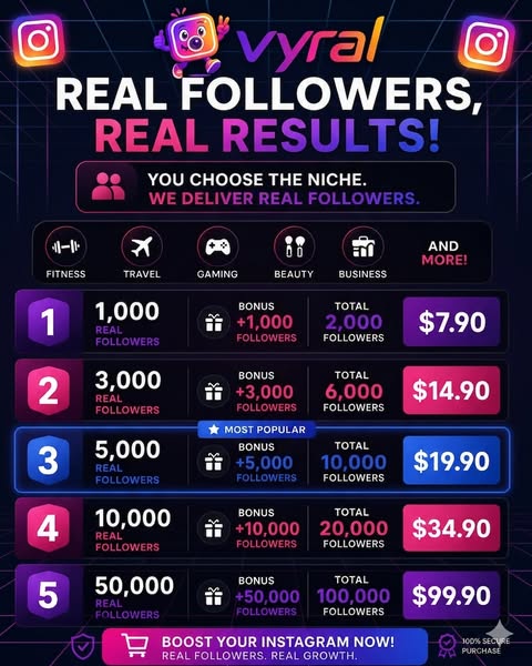 Vyral — Real Instagram Followers in 24h