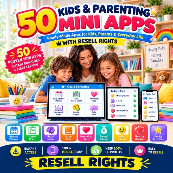 50 Kids & Parenting Mini-Apps You Can Resell As Your Own