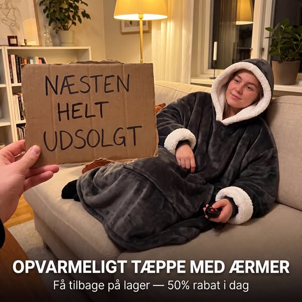 Tæppet med ærmer og varme – 50% rabat i dag.