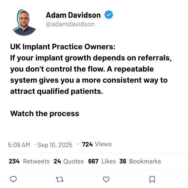 [dentists] get 3-5 new implant patients per month