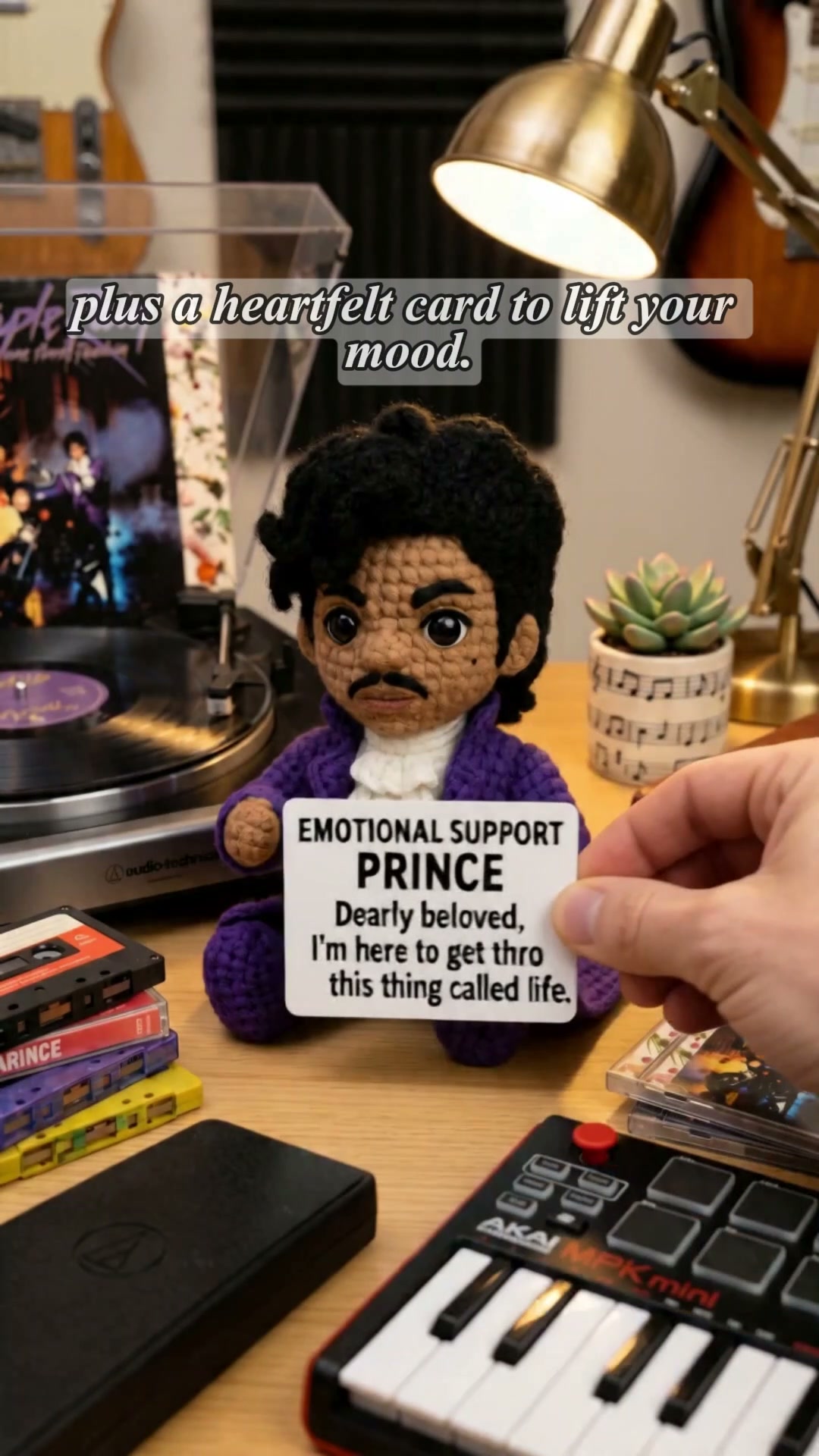Hand-Crocheted Music-Inspired Doll with Custom Message Card