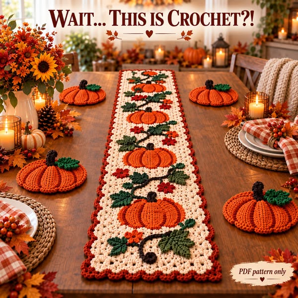 Crochet Your Own Fall Table Runner