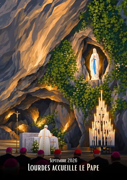 Affiche Lourdes accueille le souverain pontife