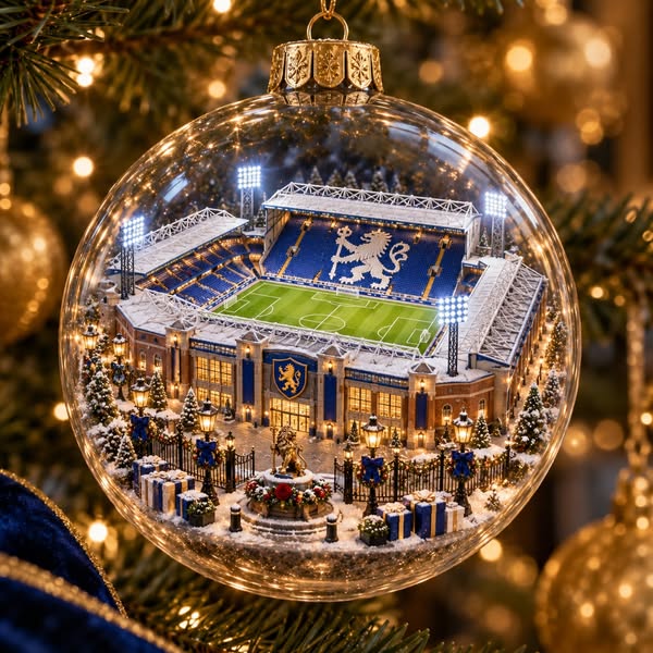 Keep the Blue Flag Flying High Light-Up Football Heritage Diorama Ornament