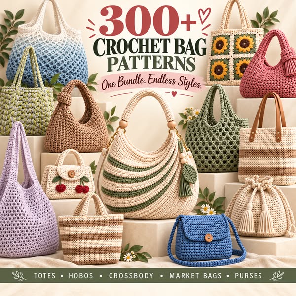 300+ Crochet Bag Patterns Bundle